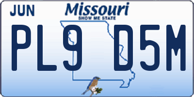 MO license plate PL9D5M