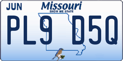 MO license plate PL9D5Q
