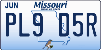 MO license plate PL9D5R