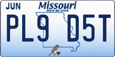 MO license plate PL9D5T