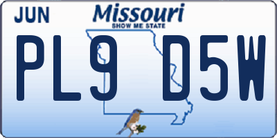 MO license plate PL9D5W