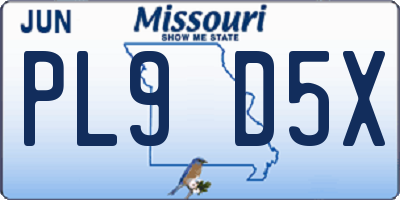 MO license plate PL9D5X