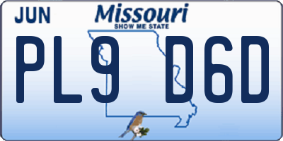 MO license plate PL9D6D