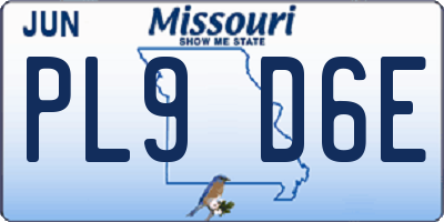 MO license plate PL9D6E