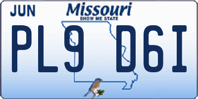 MO license plate PL9D6I