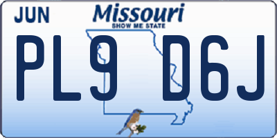 MO license plate PL9D6J