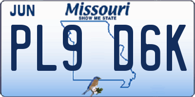 MO license plate PL9D6K