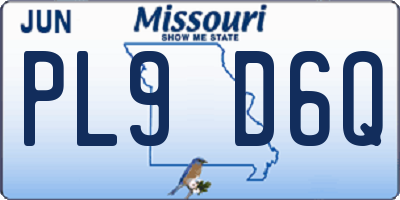 MO license plate PL9D6Q
