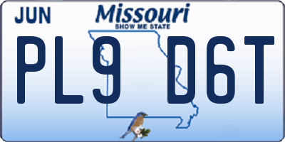 MO license plate PL9D6T