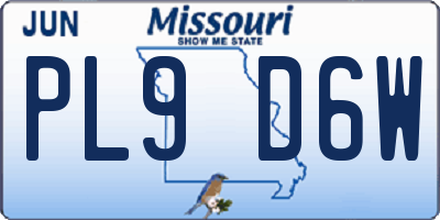 MO license plate PL9D6W