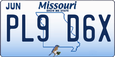 MO license plate PL9D6X