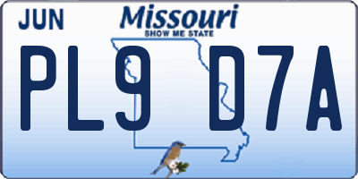 MO license plate PL9D7A