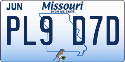 MO license plate PL9D7D