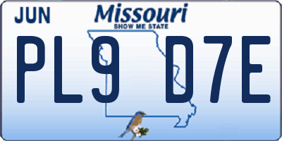 MO license plate PL9D7E