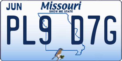 MO license plate PL9D7G