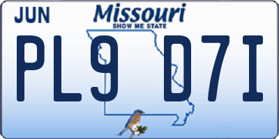 MO license plate PL9D7I