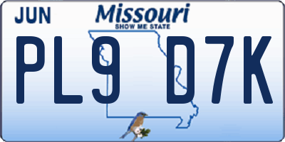 MO license plate PL9D7K