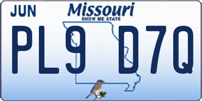 MO license plate PL9D7Q
