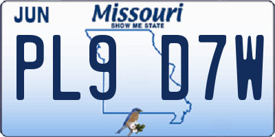 MO license plate PL9D7W