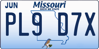 MO license plate PL9D7X
