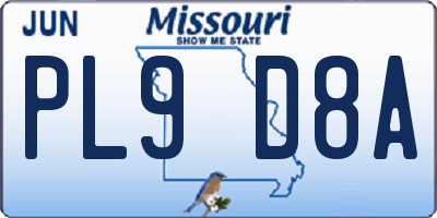 MO license plate PL9D8A