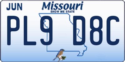 MO license plate PL9D8C