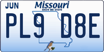 MO license plate PL9D8E