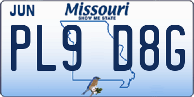 MO license plate PL9D8G