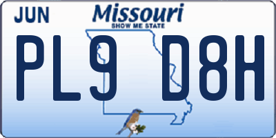 MO license plate PL9D8H