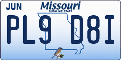 MO license plate PL9D8I