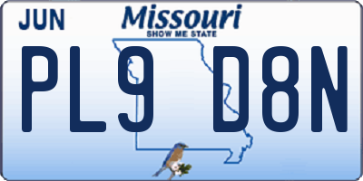MO license plate PL9D8N