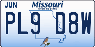 MO license plate PL9D8W
