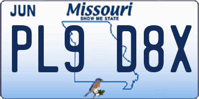 MO license plate PL9D8X