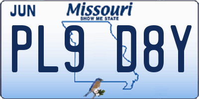 MO license plate PL9D8Y