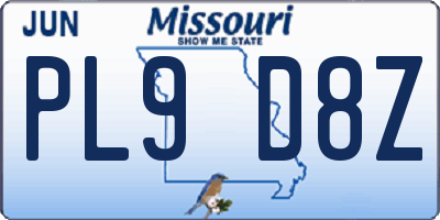 MO license plate PL9D8Z