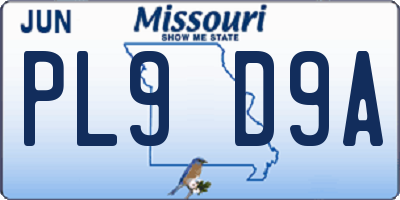 MO license plate PL9D9A