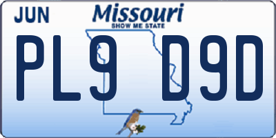 MO license plate PL9D9D
