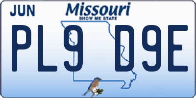 MO license plate PL9D9E
