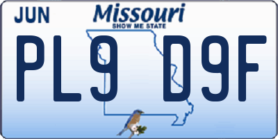 MO license plate PL9D9F