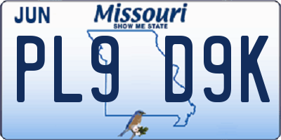 MO license plate PL9D9K