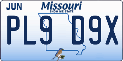 MO license plate PL9D9X