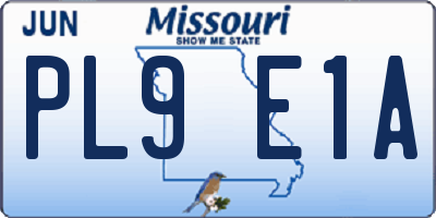MO license plate PL9E1A