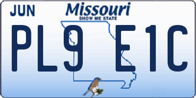 MO license plate PL9E1C