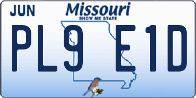 MO license plate PL9E1D