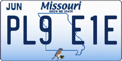 MO license plate PL9E1E