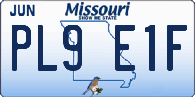 MO license plate PL9E1F