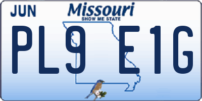 MO license plate PL9E1G