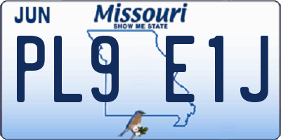 MO license plate PL9E1J