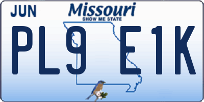 MO license plate PL9E1K