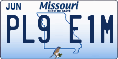 MO license plate PL9E1M